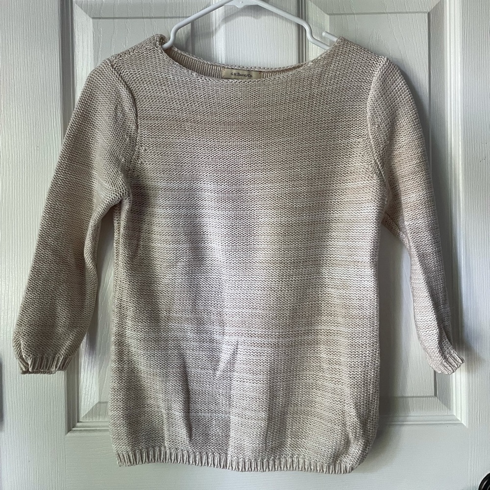 G.H. Bass Cream 3/4 Sleeve Knit Sweater
